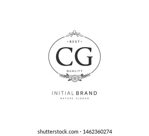C G CG Beauty vector initial logo, handwriting logo of initial signature, wedding, fashion, jewerly, boutique, floral and botanical with creative template for any company or business.