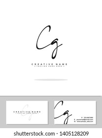 C G CG initial handwriting logo template vector.  signature logo concept