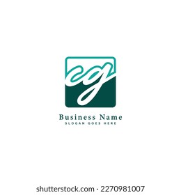 C, G, CG Initial letter handwritten and signature vector image template in square shape logo
