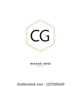 C G CG Initial logo letter with minimalist concept. Vector with scandinavian style logo.