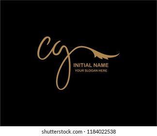 C G Initial Handwriting Logo Template