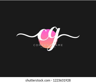 C G Initial Handwriting Logo Vector