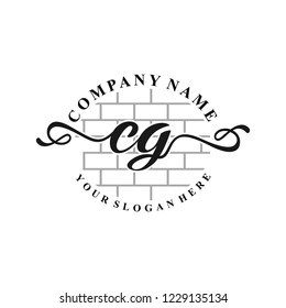 C G Initial handwriting logo vector. Hand lettering for designs.