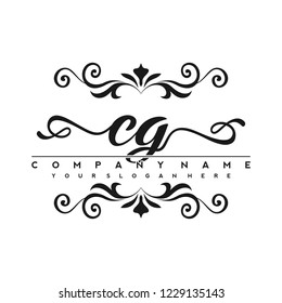 C G Initial handwriting logo vector