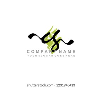 C G Initial Handwriting Logo Template