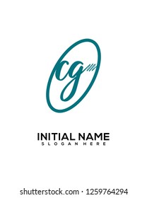 C G Initial Handwriting Logo Template Vector