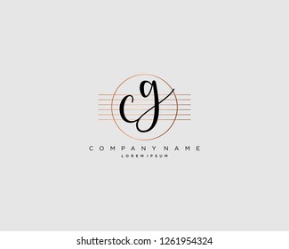 C G initial handwriting logo vector