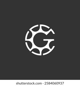 C G Letter with Gear, Cyclist and Industrial Logo Design Vector