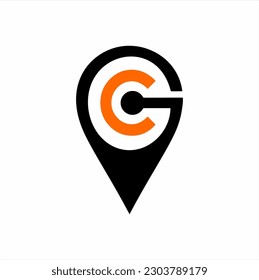 C G letter pin point logo vector.