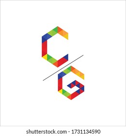 C G Letter Pixel Logo Design Vorlage