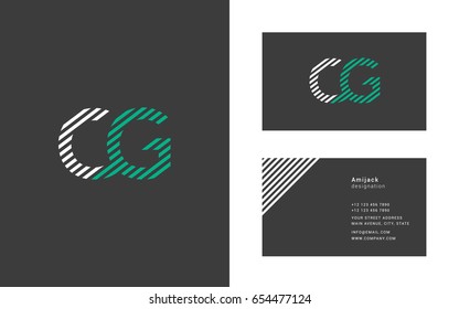 C G line joint logo letter with business card template
