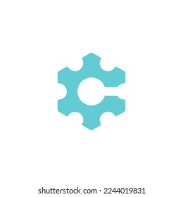 C with gear logo design vector sign