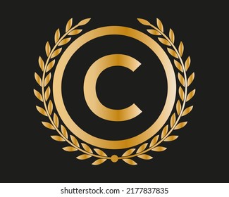 C Gold Letter Design-Vektorgrafik mit goldenen Luxus-Farben und Monogram-Design