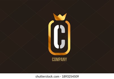 C golden king crown alphabet letter logo for company and corporate. Gold luxury design. Can be used as an icon for a brand or product