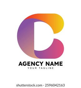 C gradient abstract letter typography logo