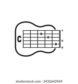 C guitar chord icon. Basic guitar chord vector illustration symbol design