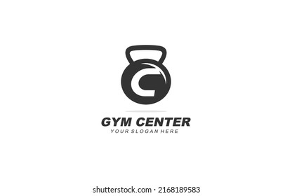 C gym logo design inspiration. Vector letter template design for brand.