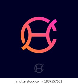 C and H blue monogram as a fragment of a chain link. Logo can be used for business, production, online shop, clothes, web icon.