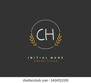 C H CH Beauty vector initial logo, handwriting logo of initial wedding, fashion, jewerly, heraldic, boutique, floral and botanical with creative template for any company or business.