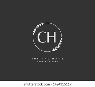 C H CH Beauty vector initial logo, handwriting logo of initial wedding, fashion, jewerly, heraldic, boutique, floral and botanical with creative template for any company or business.