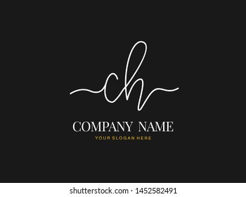 C H CH Beauty vector initial logo, handwriting logo of initial signature, wedding, fashion, jewerly, boutique, floral and botanical with creative template for any company or business.