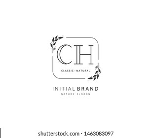 C H CH Beauty vector initial logo, handwriting logo of initial signature, wedding, fashion, jewerly, boutique, floral and botanical with creative template for any company or business.