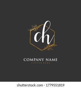 C H CH Initial handwriting and signature logo design with circle. Beautiful design handwritten logo for fashion, team, wedding, luxury logo.