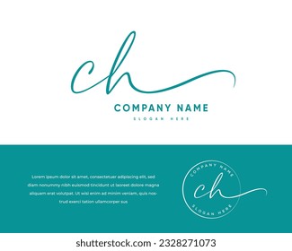 c h ch initial letter handwriting and signature logo