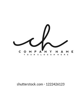 C H Initial handwriting logo vector