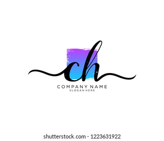C H Initial handwriting logo vector