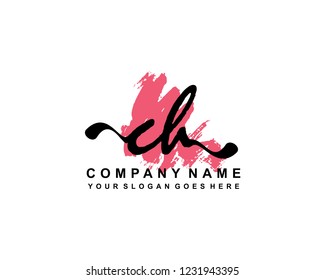 C H Initial Handwriting Logo Template