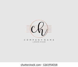 C H initial handwriting logo vector