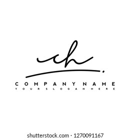 C H Initial handwriting logo vector