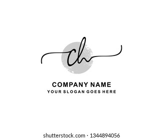 C H Initial Handwriting Logo Template