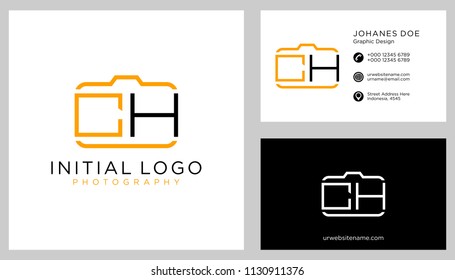 C H initial logo template vector