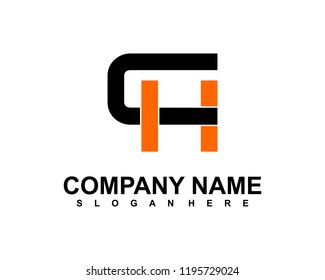 C H Initial logo template vector