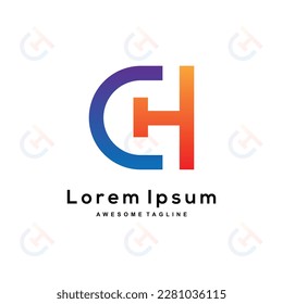 C H letter logo design