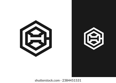 c h letter monogram logo design