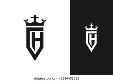 c h diseño de logotipo de monograma de letra con corona