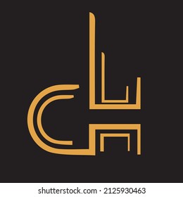 monograma del logotipo c h. c l h patrón del logotipo oro. 