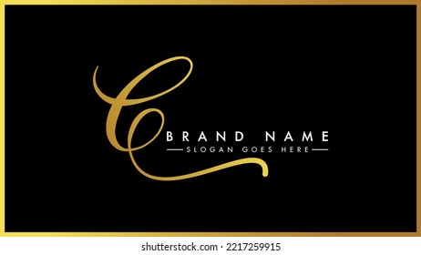 C handwritten golden logo for identity, Creative gold handwriting initial signature concept design, c initial typography monogram icon for any business or company.