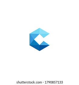c hexagon logo design vector sign