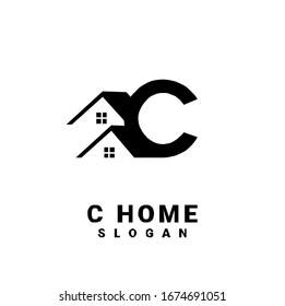 c home initial black logo icon design