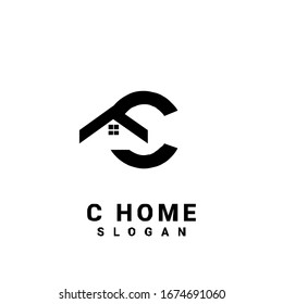 c diseño inicial del icono del logotipo negro en casa