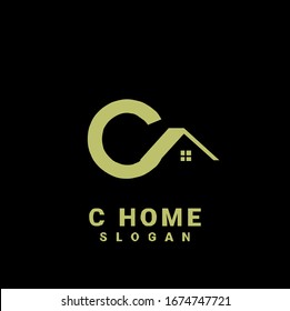 c home initial gold logo icon design