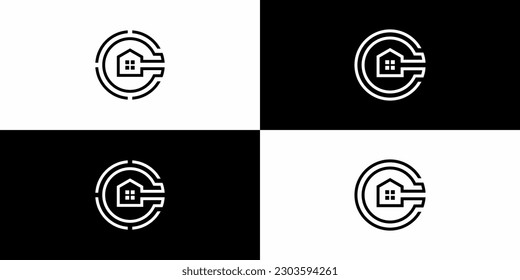 C Hogar, diseños de logotipo de clave C, sencillo, fácil de usar. vector EPS 10.