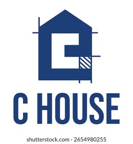 c house building flat minimalist logo design