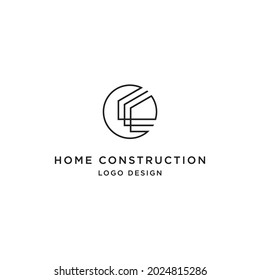 C HOUSE LINES LOGO DESIGN VECTOR