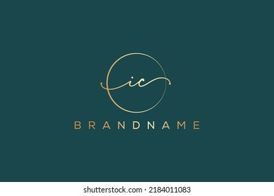 I C IC hand drawn logo of initial signature, fashion, jewelry, photography, boutique, script, wedding, floral and botanical creative vector logo template for any company or business.