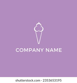 C and C ice cream logo. Logo Ice cream. Italian ice cream emblem. Ice cream in a waffle cone with letters in a circle.
